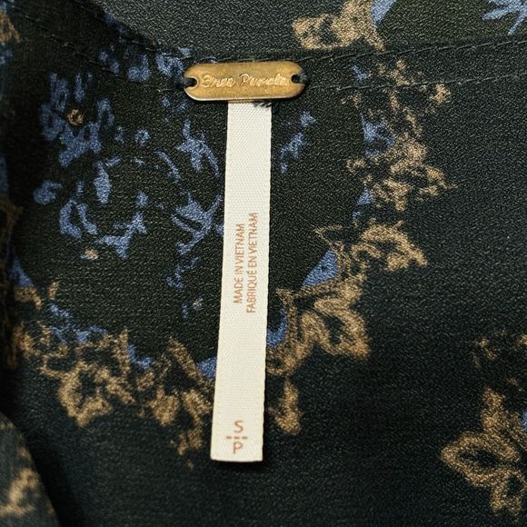 Free People Cowling Around Top SMALL Ballon Sleeve Floral Oversized Drape Boho - Picture 4 of 14